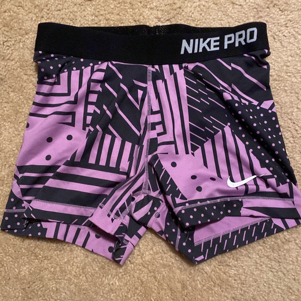 Purple Nike pro shorts 3 inch